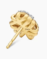 Crossover Stud Earrings in 18K Yellow Gold with Diamonds, 11mm