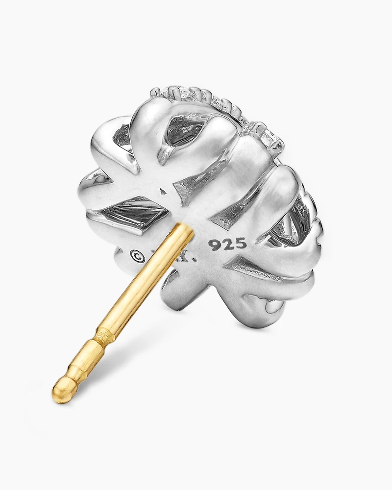 Crossover Stud Earrings with Diamonds, 11mm