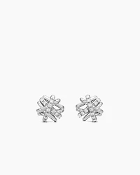Crossover Stud Earrings with Diamonds, 11mm