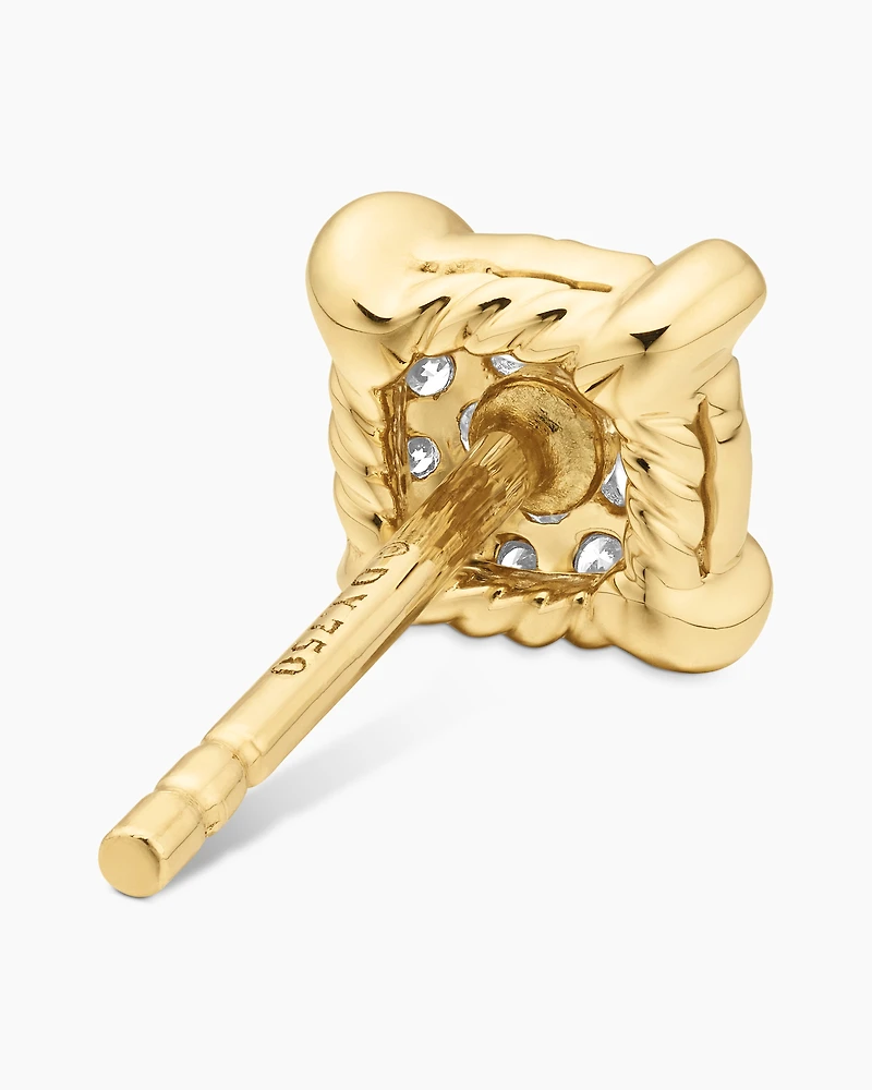 Petite Chatelaine® Stud Earrings in 18K Yellow Gold with Pavé Diamonds, 5mm