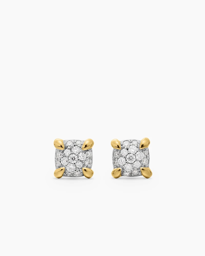 Petite Chatelaine® Stud Earrings in 18K Yellow Gold with Pavé Diamonds, 5mm