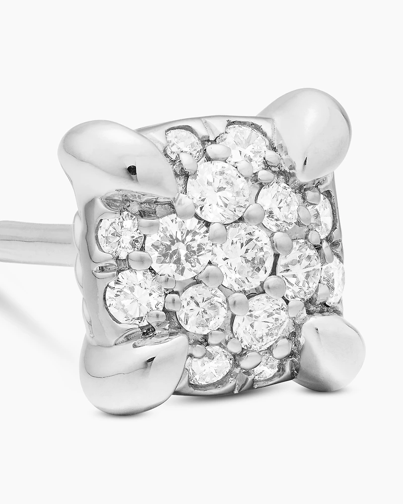 Petite Chatelaine Stud Earrings in 18K White Gold with Pavé, 5mm