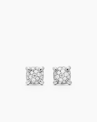 Petite Chatelaine Stud Earrings in 18K White Gold with Pavé, 5mm