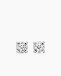 Petite Chatelaine Stud Earrings in 18K White Gold with Pavé, 5mm