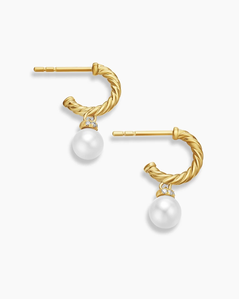 Petite Solari Hoop Drop Earrings in 18K Yellow Gold with Diamonds, 17.2mm