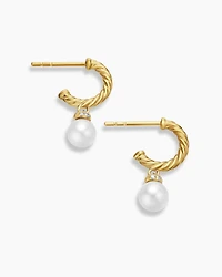 Petite Solari Hoop Drop Earrings in 18K Yellow Gold with Diamonds, 17.2mm