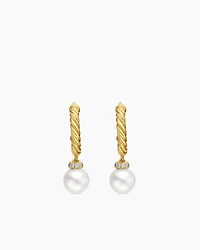 Petite Solari Hoop Drop Earrings in 18K Yellow Gold with Diamonds, 17.2mm