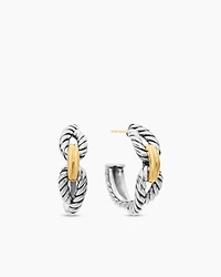 Cable Loop Hoop Earrings with 18K Yellow Gold