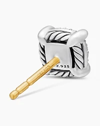 Petite Chatelaine® Stud Earrings in Sterling Silver with Pavé Diamonds, 6.5mm