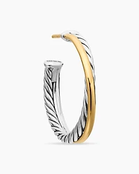 Crossover Hoop Earrings in Sterling Silver with 18K Yellow Gold