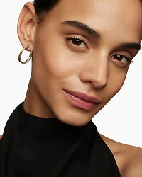 Crossover Hoop Earrings in Sterling Silver with 18K Yellow Gold