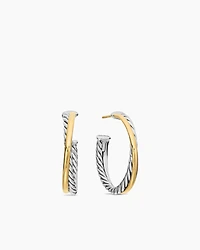 Crossover Hoop Earrings in Sterling Silver with 18K Yellow Gold