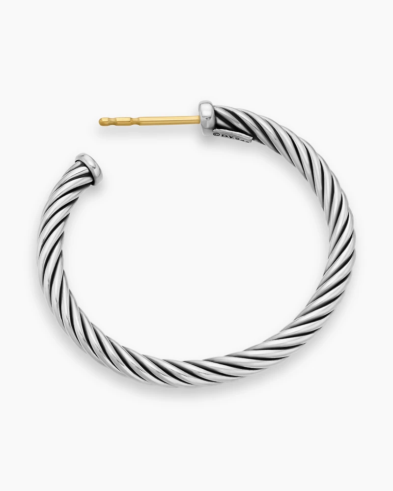 Cable Edge™ Hoop Earrings in Recycled Sterling Silver