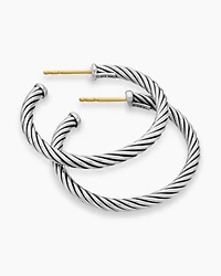 Cable Edge™ Hoop Earrings in Recycled Sterling Silver