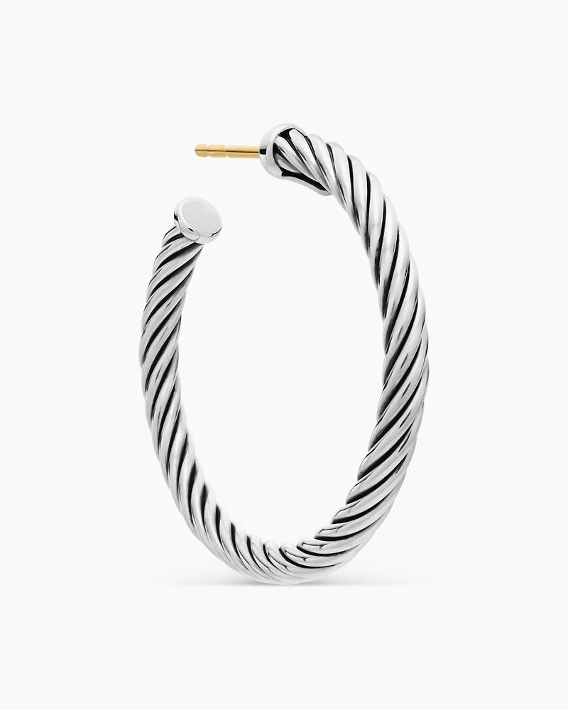 Cable Edge™ Hoop Earrings in Recycled Sterling Silver