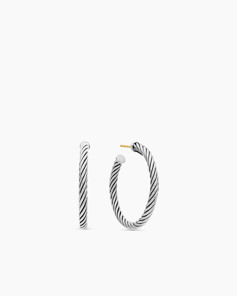 Cable Edge™ Hoop Earrings in Recycled Sterling Silver