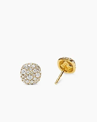 Cushion Stud Earrings in 18K Yellow Gold with Diamonds, 8mm