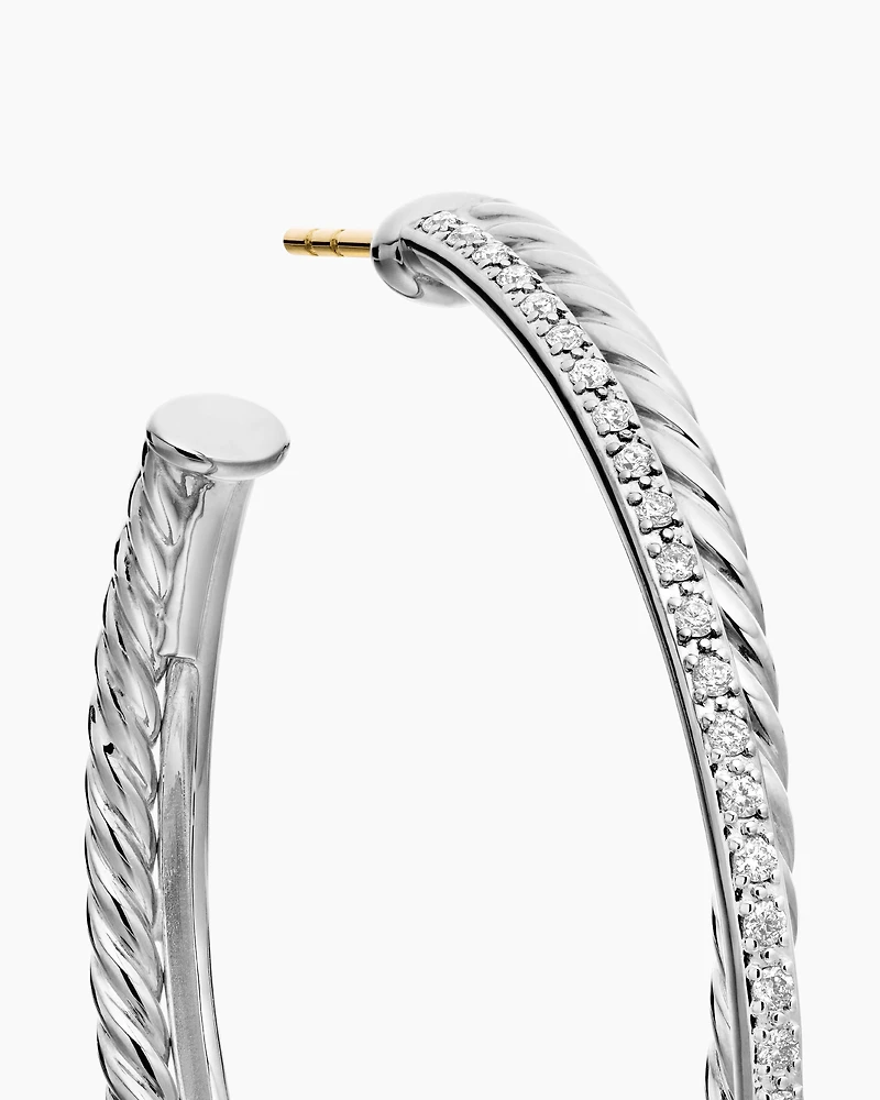 Crossover Hoop Earrings with Diamonds