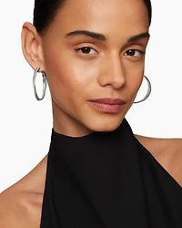 Crossover Hoop Earrings with Diamonds