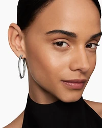 Crossover Hoop Earrings with Diamonds