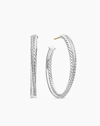 Crossover Hoop Earrings with Diamonds