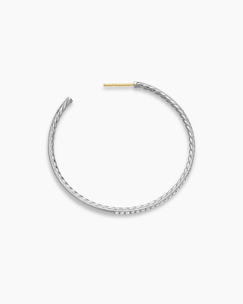 Pavé Hoop Earrings in Sterling Silver with Diamonds