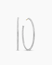 Pavé Hoop Earrings in Sterling Silver with Diamonds