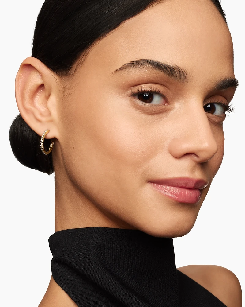 Pavé Hoop Earrings in 18K Yellow Gold with Diamonds