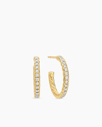 Pavé Hoop Earrings in 18K Yellow Gold with Diamonds