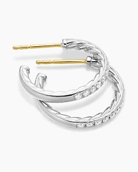 Pavé Hoop Earrings in Sterling Silver with Diamonds