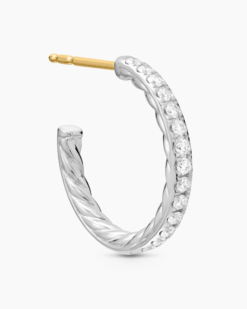 Pavé Hoop Earrings in Sterling Silver with Diamonds