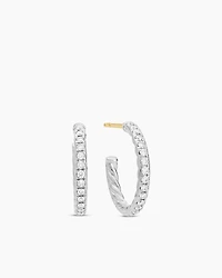 Pavé Hoop Earrings in Sterling Silver with Diamonds