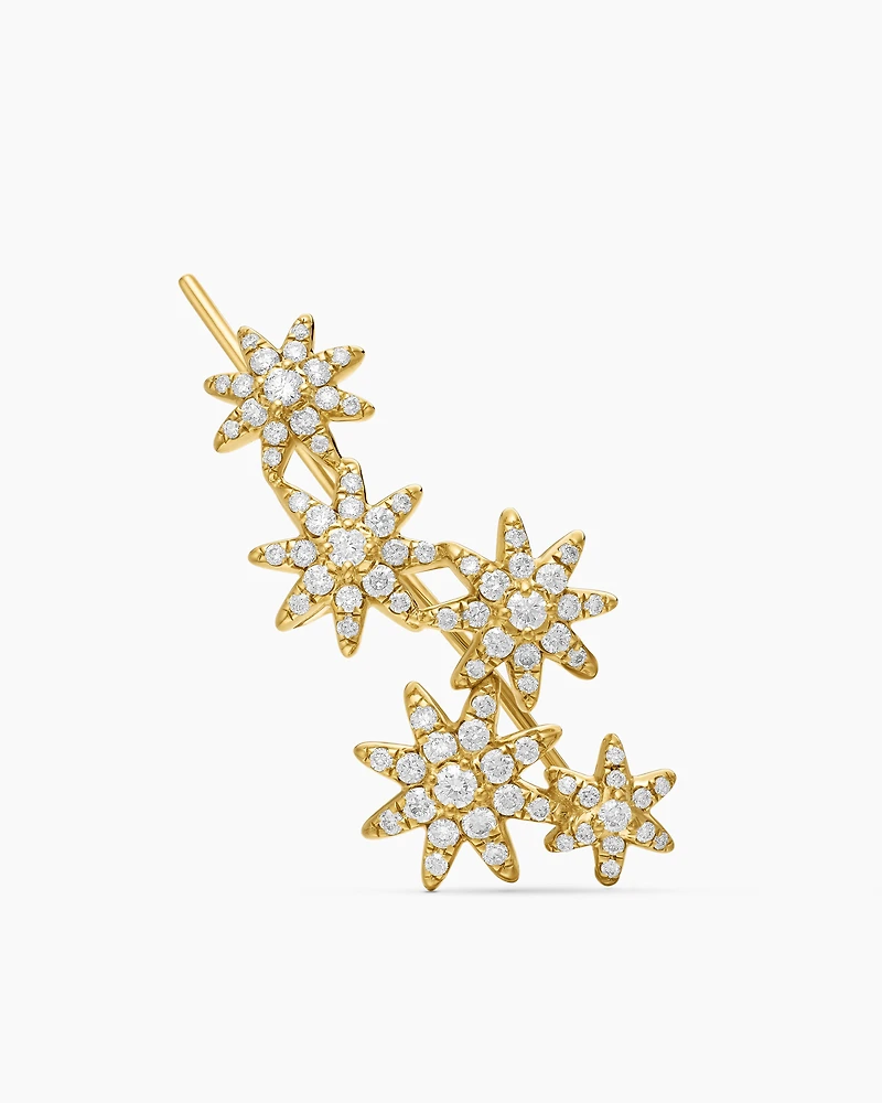 Starburst Climber Earrings in 18K Yellow Gold with Diamonds, 23mm