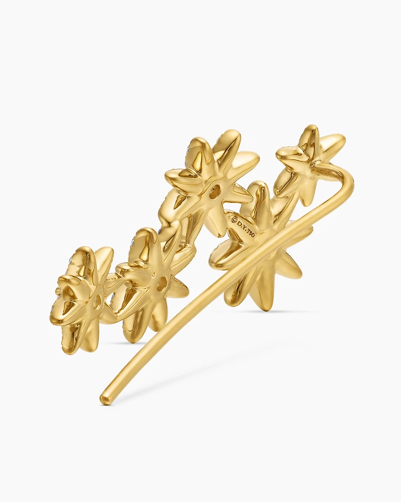 Starburst Climber Earrings in 18K Yellow Gold with Diamonds, 23mm
