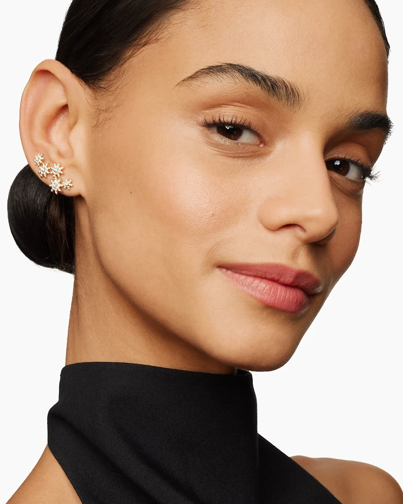 Starburst Climber Earrings in 18K Yellow Gold with Diamonds, 23mm
