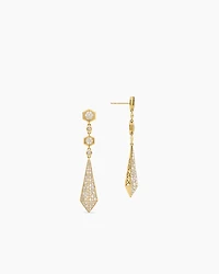 Modern Renaissance Drop Earrings in 18K Yellow Gold with Diamonds, 30mm