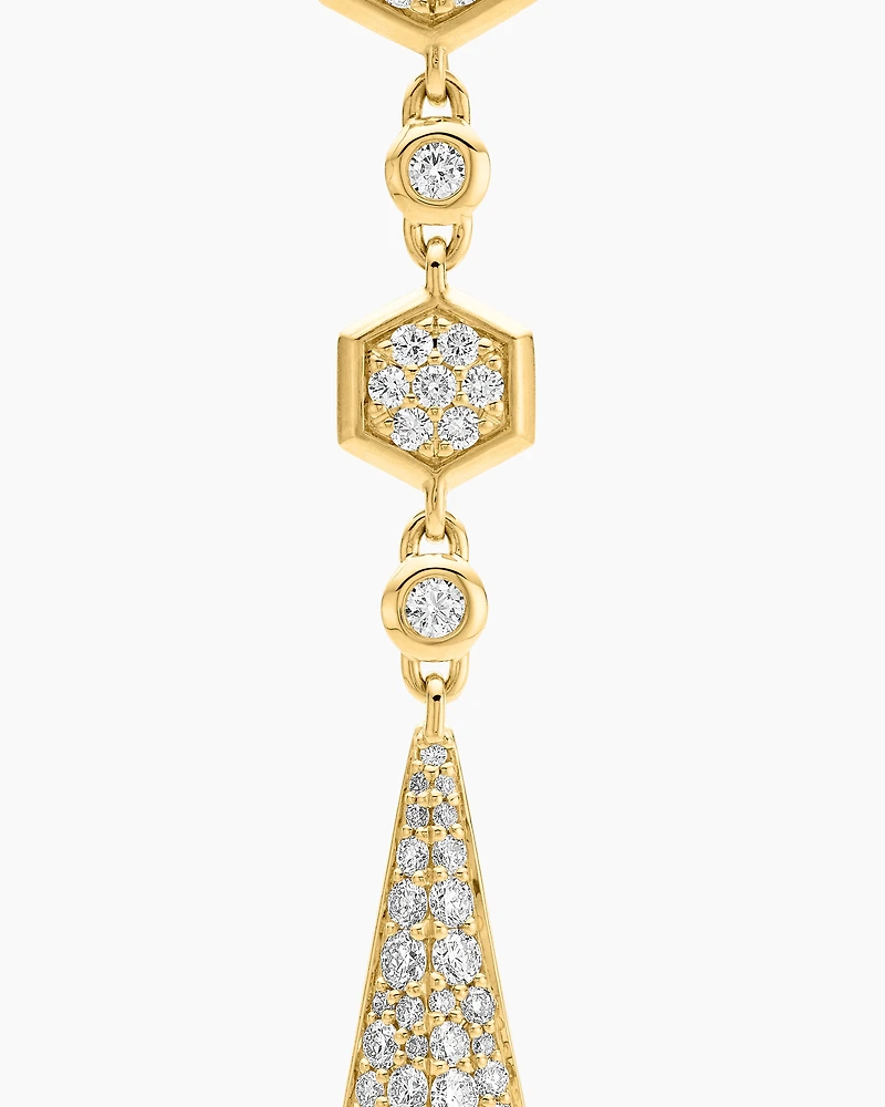 Modern Renaissance Drop Earrings in 18K Yellow Gold with Diamonds, 30mm