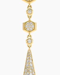 Modern Renaissance Drop Earrings in 18K Yellow Gold with Diamonds, 30mm