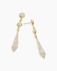 Modern Renaissance Drop Earrings in 18K Yellow Gold with Diamonds, 30mm