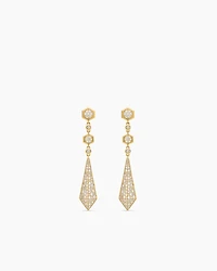 Modern Renaissance Drop Earrings in 18K Yellow Gold with Diamonds, 30mm