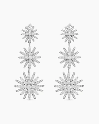 Starburst Triple Drop Earrings in 18K White Gold with Diamonds, 51mm
