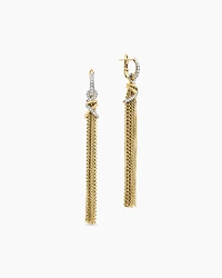 Helena Chain Tassel Earrings in 18K Yellow Gold with Diamonds, 76mm