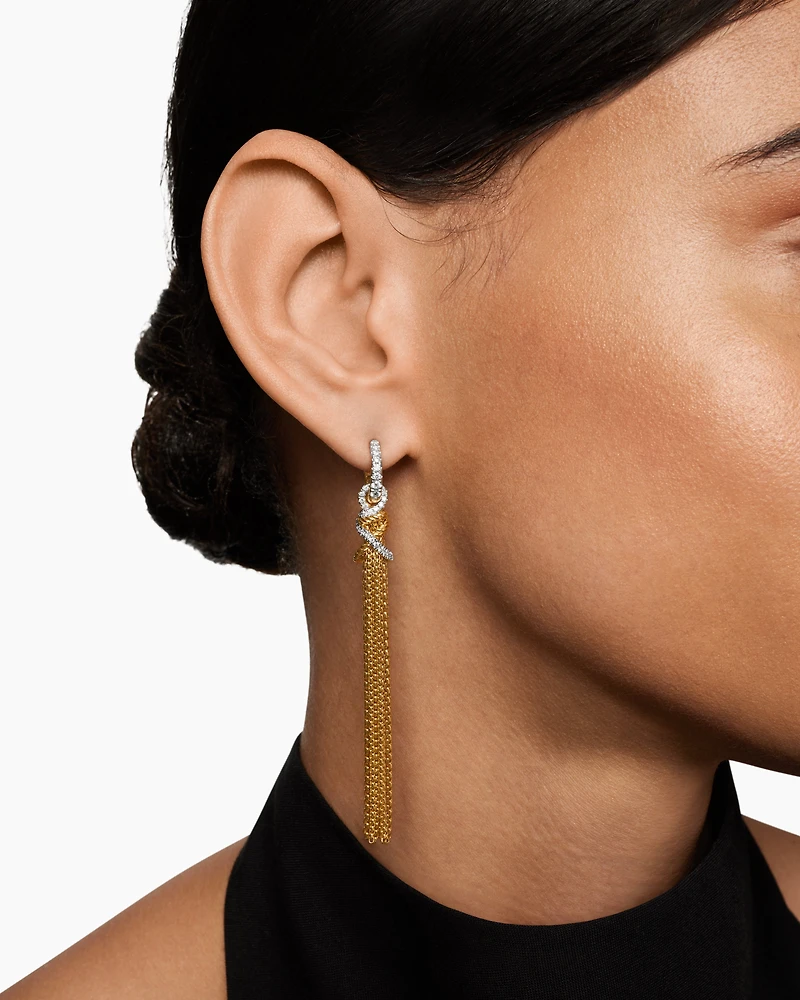 Helena Chain Tassel Earrings in 18K Yellow Gold with Diamonds, 76mm