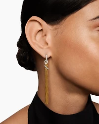 Helena Chain Tassel Earrings in 18K Yellow Gold with Diamonds, 76mm