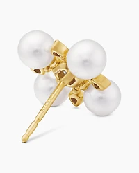Renaissance Pearl Stud Earrings in 18K Yellow Gold with Pearls and Diamonds, 16.5mm