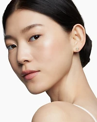 Sculpted Cable Stud Earrings in 18K Yellow Gold with Diamonds, 8mm