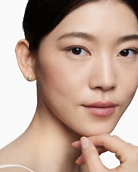 Sculpted Cable Stud Earrings in 18K Yellow Gold with Diamonds, 8mm