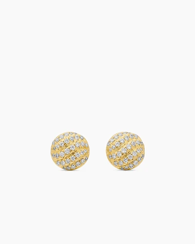 Cable Collectibles® Stud Earrings in 18K Yellow Gold with Diamonds, 8mm
