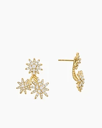 Starburst Cluster Drop Earrings in 18K Yellow Gold with Diamonds, 23.7mm