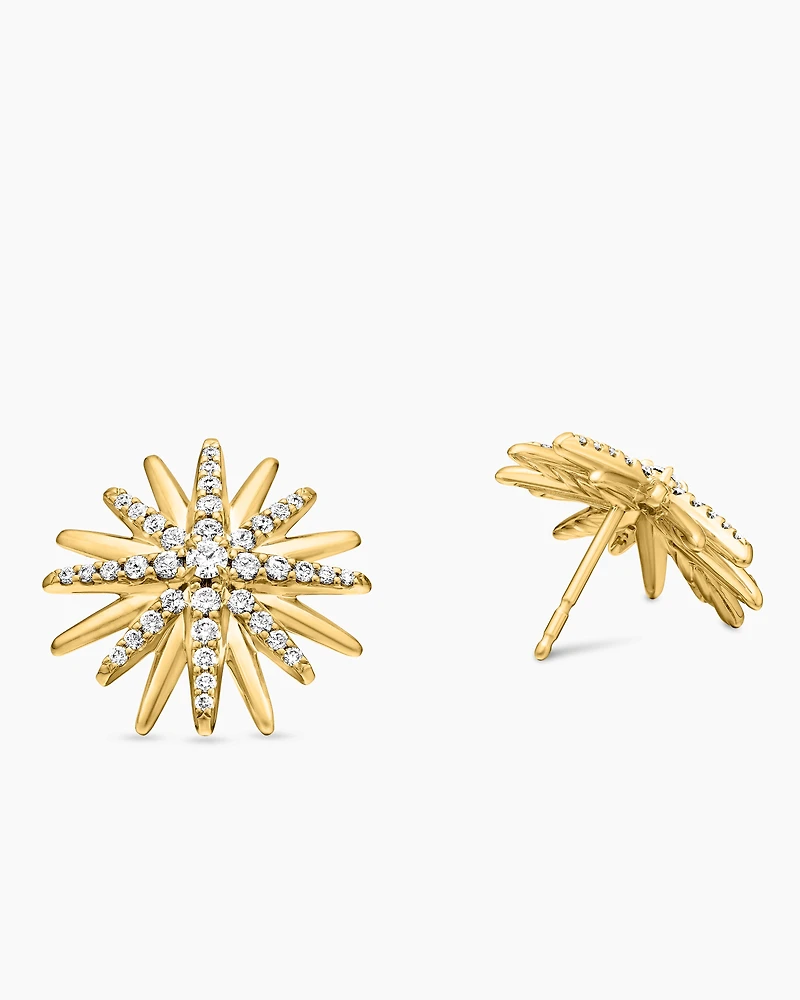 Starburst Stud Earrings in 18K Yellow Gold with Diamonds